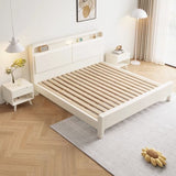 เตียงนอน 5ฟุต 6ฟุต   เตียงนอนมินิมอลพร้อมไฟ LED บนหัวเตียง เตียงไม้ยางพาราประสาน เตียงไม้แท้ สไตล์มินิมอล